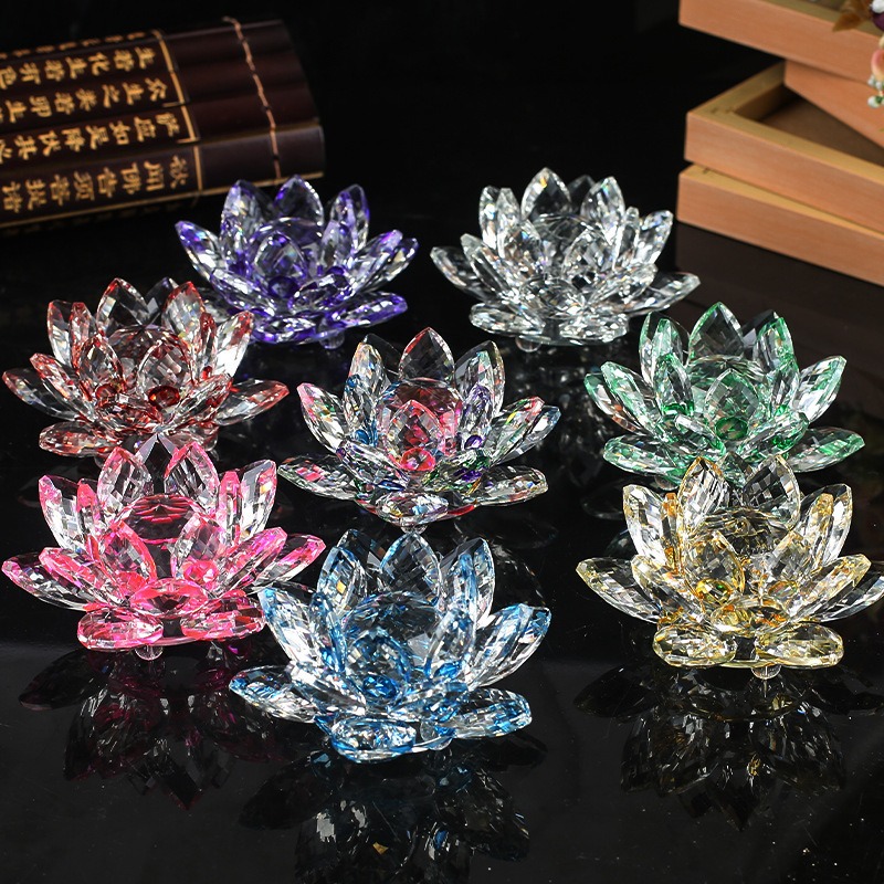 Paper Weight Crystal - Kristal Lotus Çiçeği Figürü Ev Düğün